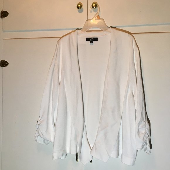Sweaters - White Open Front Cardigan